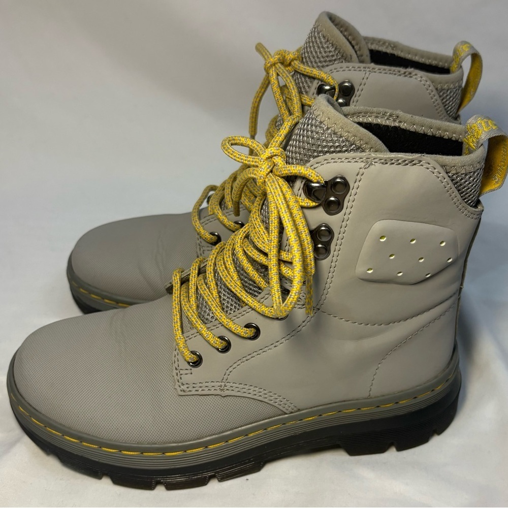 Dr. Martens Quinton Ajax Leather Gray Combat Moto Boots Synthetic Nubuck Women 5 - Picture 3 of 10